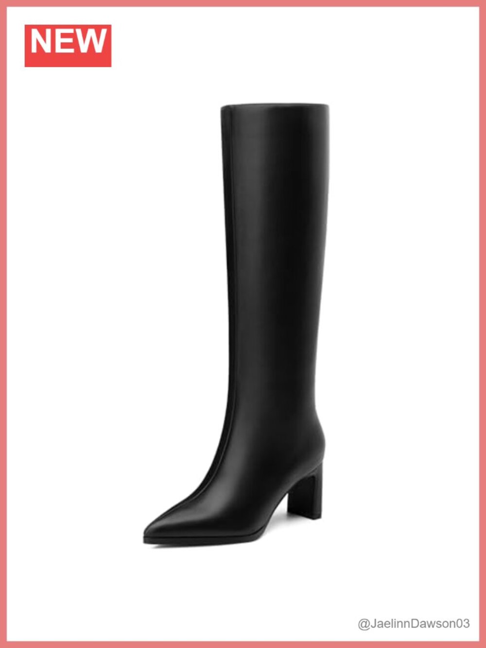 Women's Knee High Chunky Heel Pointed Toe Faux Leather Tall Boots Side Zip
